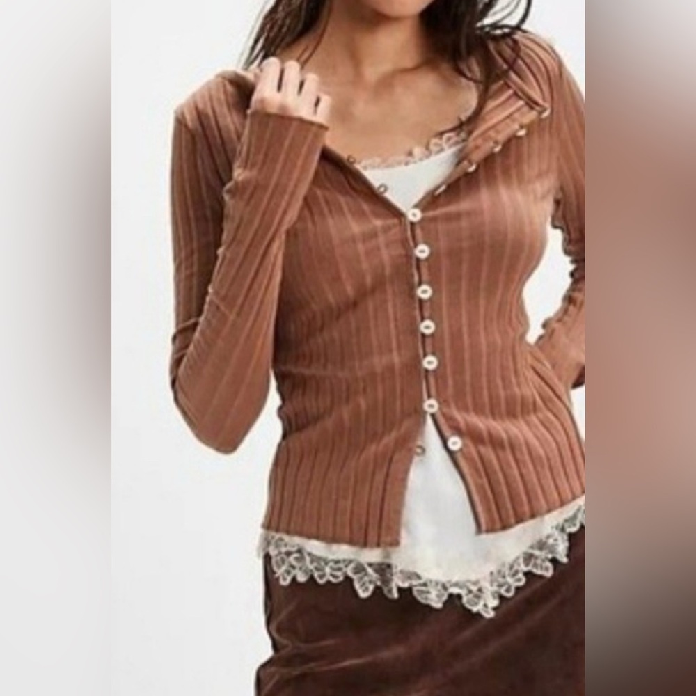 Free People Tilly Long-Sleeve Cardi in Caramel Size XS